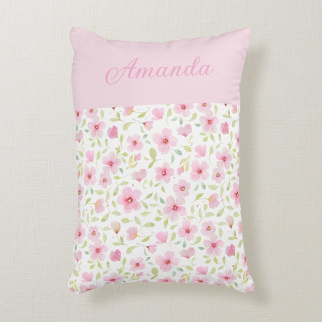 Delicate watercolor flowers decorative cushion (Front(Vertical))
