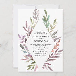 Delicate Watercolor Foliage Wedding Invitation