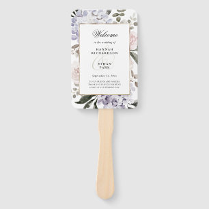 Delicate Watercolor Hydrangea Floral   Wedding Hand Fan