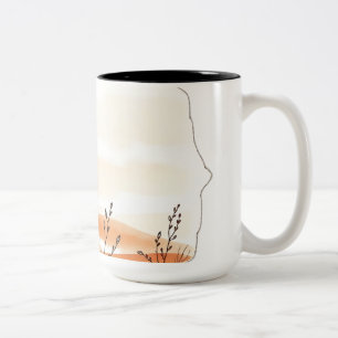 Delicate Watercolor Landscape with Botanicals Two-Tone Coffee Mug