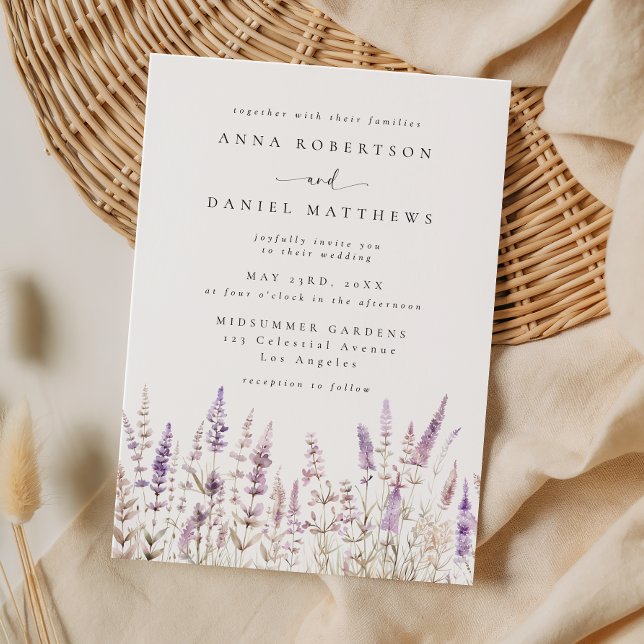 Delicate Watercolor Lavender Wedding Invitation (Creator Uploaded)