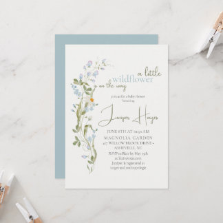Delicate Watercolor Little Wildflower Baby Shower Invitation