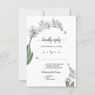 Delicate Watercolor Orchid Flowers Bloom Wedding RSVP Card