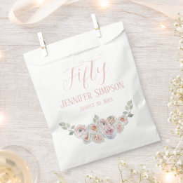 Delicate Watercolor pale Blush pink text Favour Bags