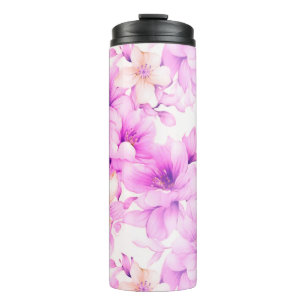 Delicate Watercolor Pink Flowers Thermal Tumbler