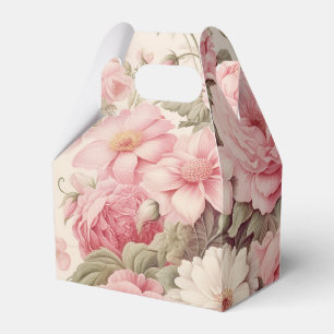 Delicate Watercolor Pink Roses & Apple Blossoms Favour Box