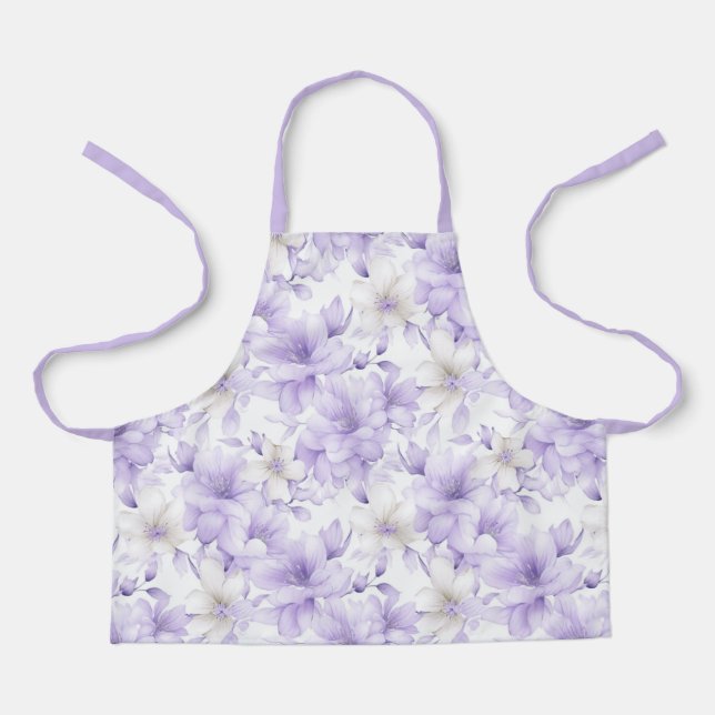 Delicate Watercolor Purple Flowers  Apron (Front)