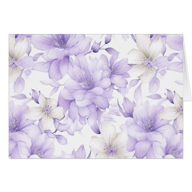 Delicate Watercolor Purple Flowers Blank (Front Horizontal)