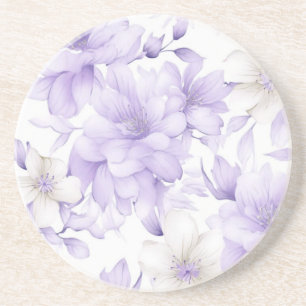 Delicate Watercolor Purple Flowers Coaster