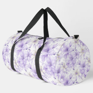 Delicate Watercolor Purple Flowers Duffle Bag