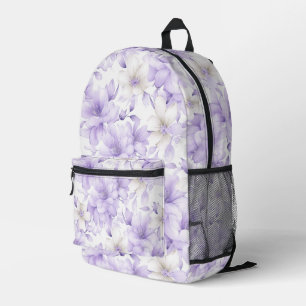 Delicate Watercolor Purple Flowers  Printed Backpack