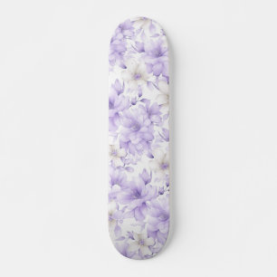 Delicate Watercolor Purple Flowers  Skateboard