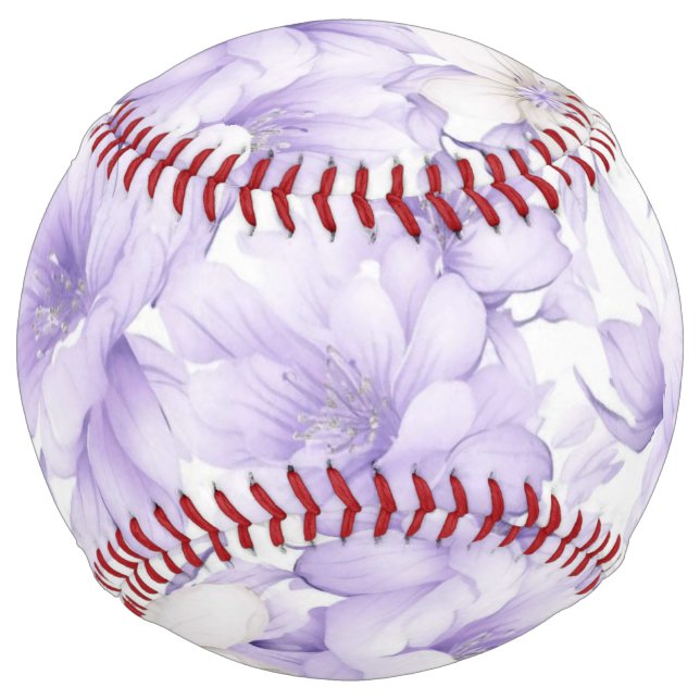 Delicate Watercolor Purple Flowers  Softball (Front)