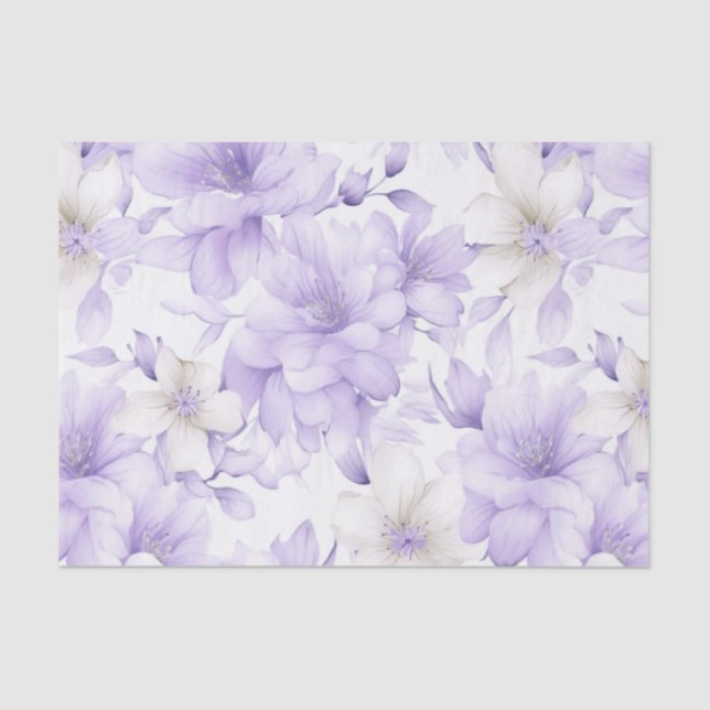 Delicate Watercolor Purple Flowers  Tissue Paper (Front)