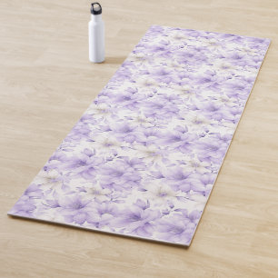 Delicate Watercolor Purple Flowers  Yoga Mat
