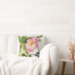 Delicate watercolor rose cushion