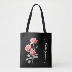 Delicate Watercolor Rose Personalised Tote Bag