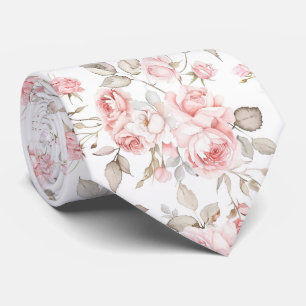Delicate watercolor roses tie