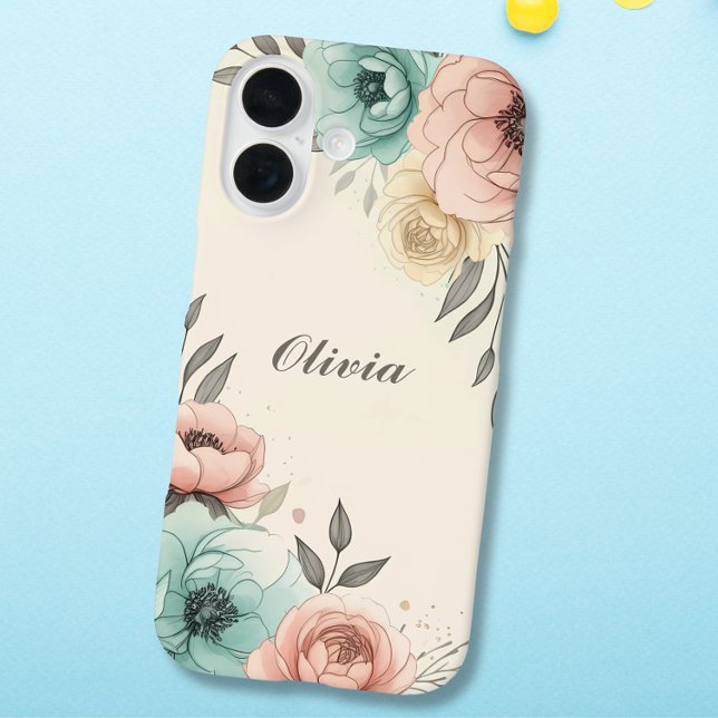 Delicate Watercolor Sketchy Flowers  Case-Mate iPhone Case (Creator Uploaded)