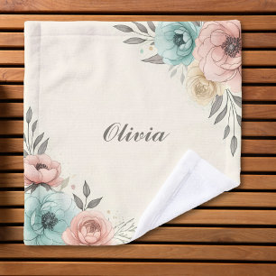 Delicate Watercolor Sketchy Flowers Wash Cloth