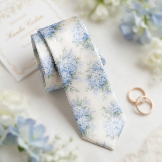Delicate Watercolor Soft Blue Hydrangea Floral Tie (Creator Uploaded)