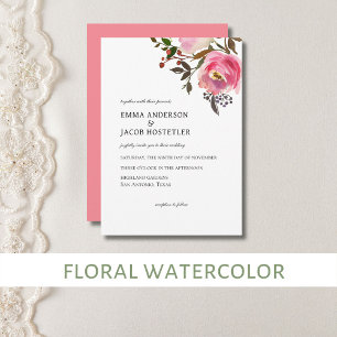 Delicate Watercolor Tropical Spring Roses Invitation