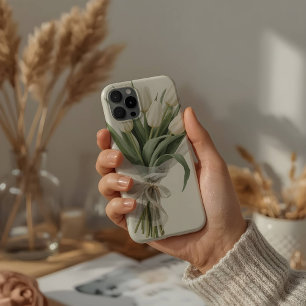 Delicate Watercolor White Tulip Bouquet iPhone 13 Pro Max Case