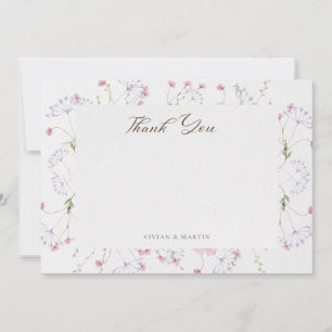 Delicate Watercolor Wildflowers Calligraphy Thank You Card