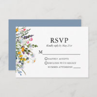 Delicate Watercolor Wildflowers Wedding Dusty Blue