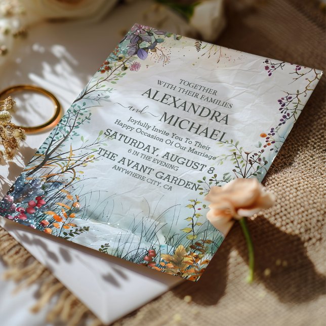 Delicate Watercolor Wildflowers Wedding Invitation (Creator Uploaded)
