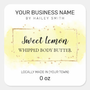 Delicate Watercolor Yellow Whipped Body Butter Square Sticker