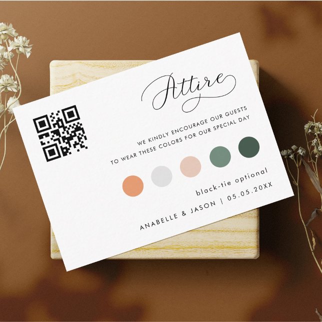 Delicate Wedding Dress Code Guest Attire QR Code Enclosure Card (Creator Uploaded)