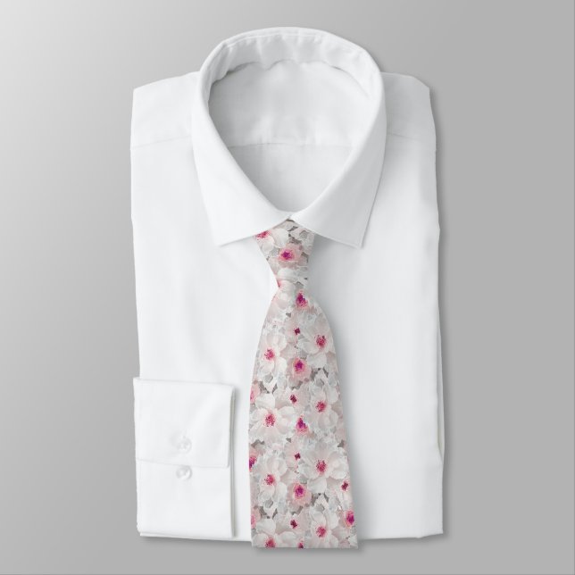 Delicate white and pink floral tie (Tied)