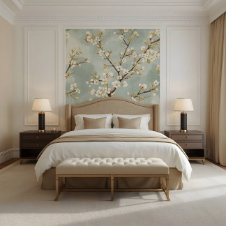 Delicate White Blossom Branch Botanical Wallpaper