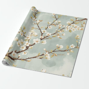 Delicate White Blossom Branch Botanical Wrapping Paper