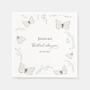 Delicate White Butterfly Garden Bridal Shower Napkin