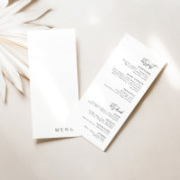 Delicate White Calligraphy Modern Wedding Menu
