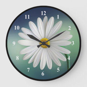 Delicate White Daisy Large Clock