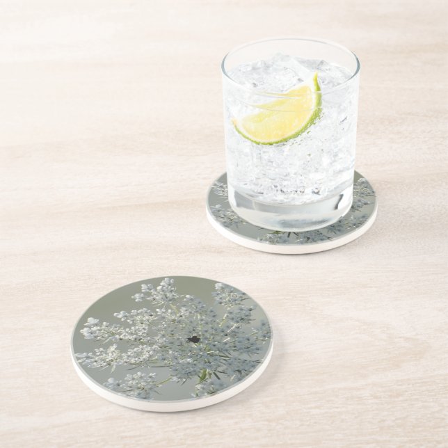 Delicate white flowers coaster (Side)