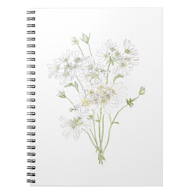 delicate white flowers ink and  watercolour notebook (Front)