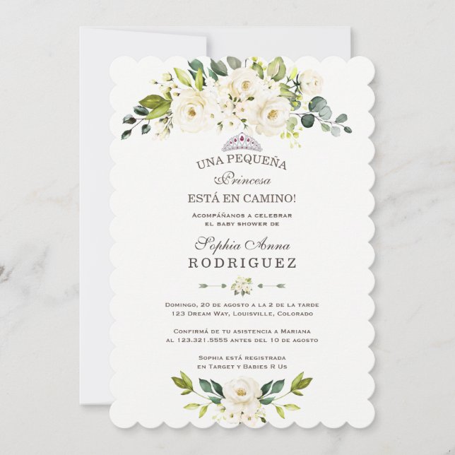 Delicate White Flowers Invitación de Baby Shower Invitation (Front)