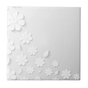 Delicate White Flowers Tile