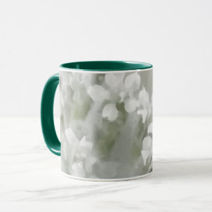 Delicate White Impressionist Botanical Flower Art Mug