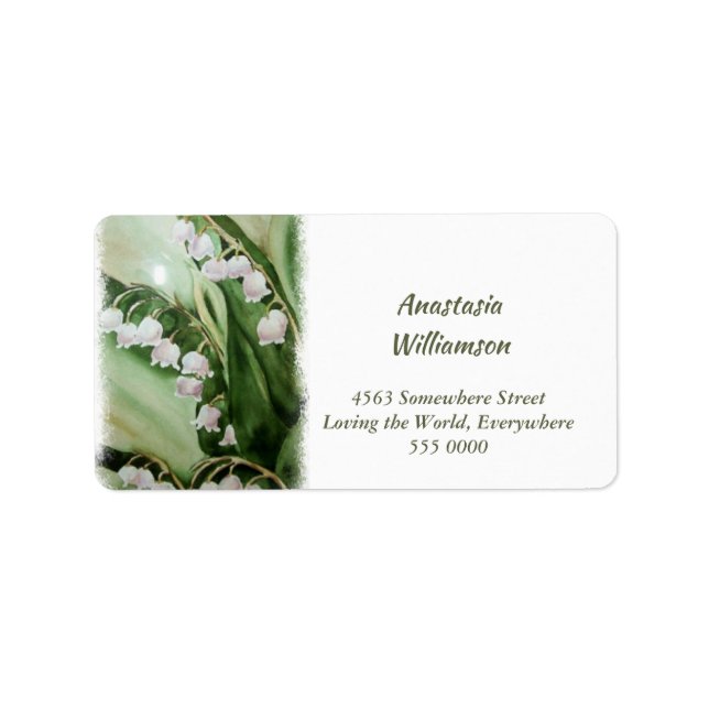 DELICATE WHITE LILY OF THE VALLEY ADDRESS LABEL (Front)