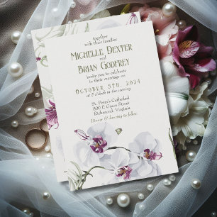 Delicate White Orchids Painting Wedding Invitation