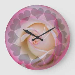 Delicate White Rose Large Clock