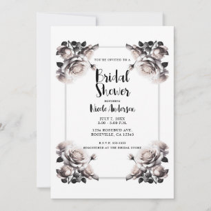 Delicate White Roses Shabby Chic Shower  Invitation