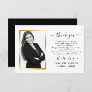 Delicate White Script Funeral Thank You Card