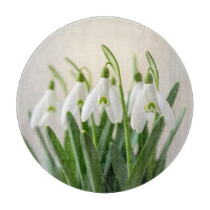 Delicate White Snowdrop Flowers Spring Bloom Cutting Board