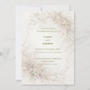 Delicate White Wildflower Wedding Invitation